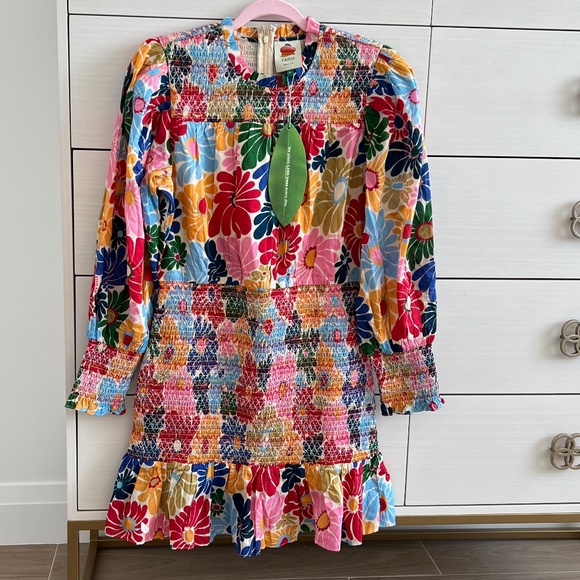 NWT FARM RIO 🌼Sunny Daisies Sand Mini Dress  SIZE M - Picture 6 of 10